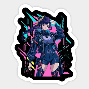 techwear girl cyberpunk 3 Sticker